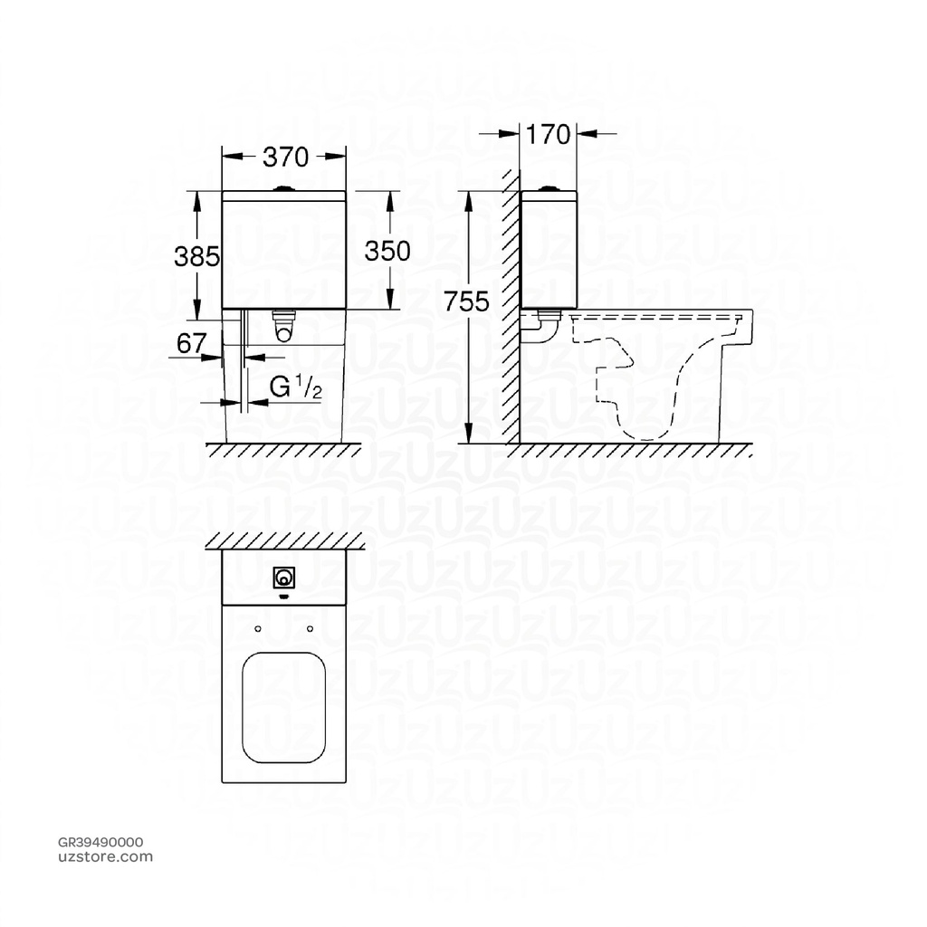 GROHE Cube Ceramic cistern exp. bottom inlet 39490000