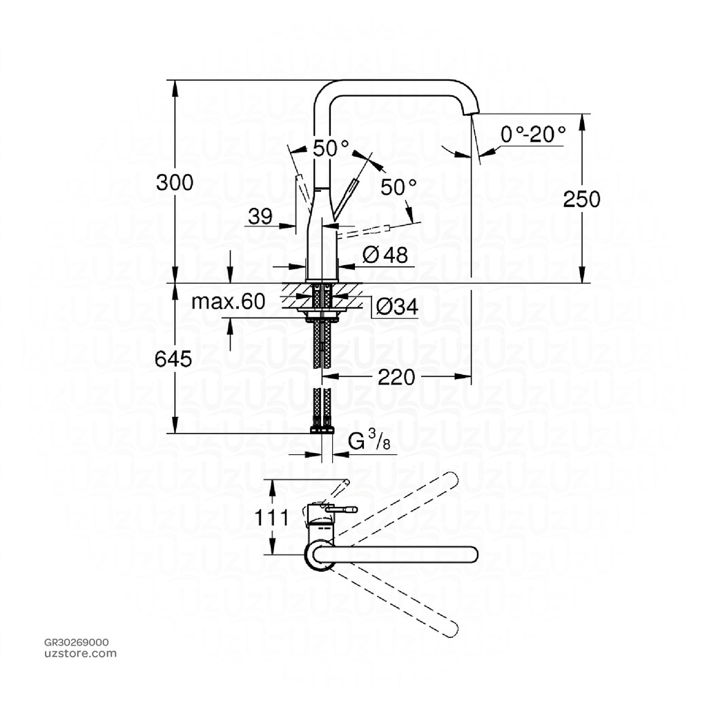 GROHE Essence New OHM sink 1/2" L-spout 30269000