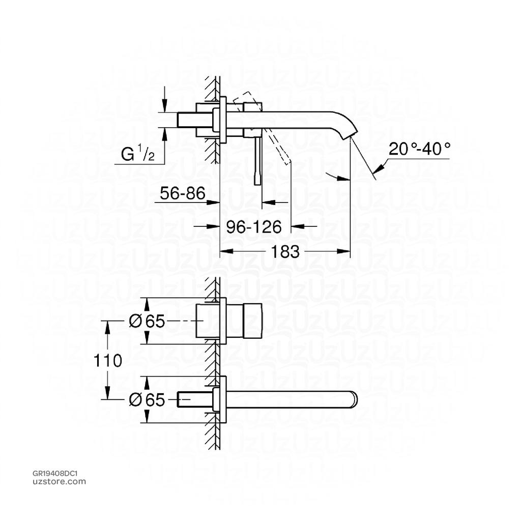 GROHE Essence New OHM trimset basin 2-h wall M 19408DC1