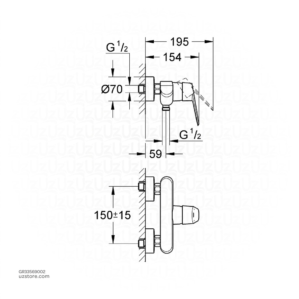 GROHE Eurodisc Cosmopolitan OHM shower exposed 33569002