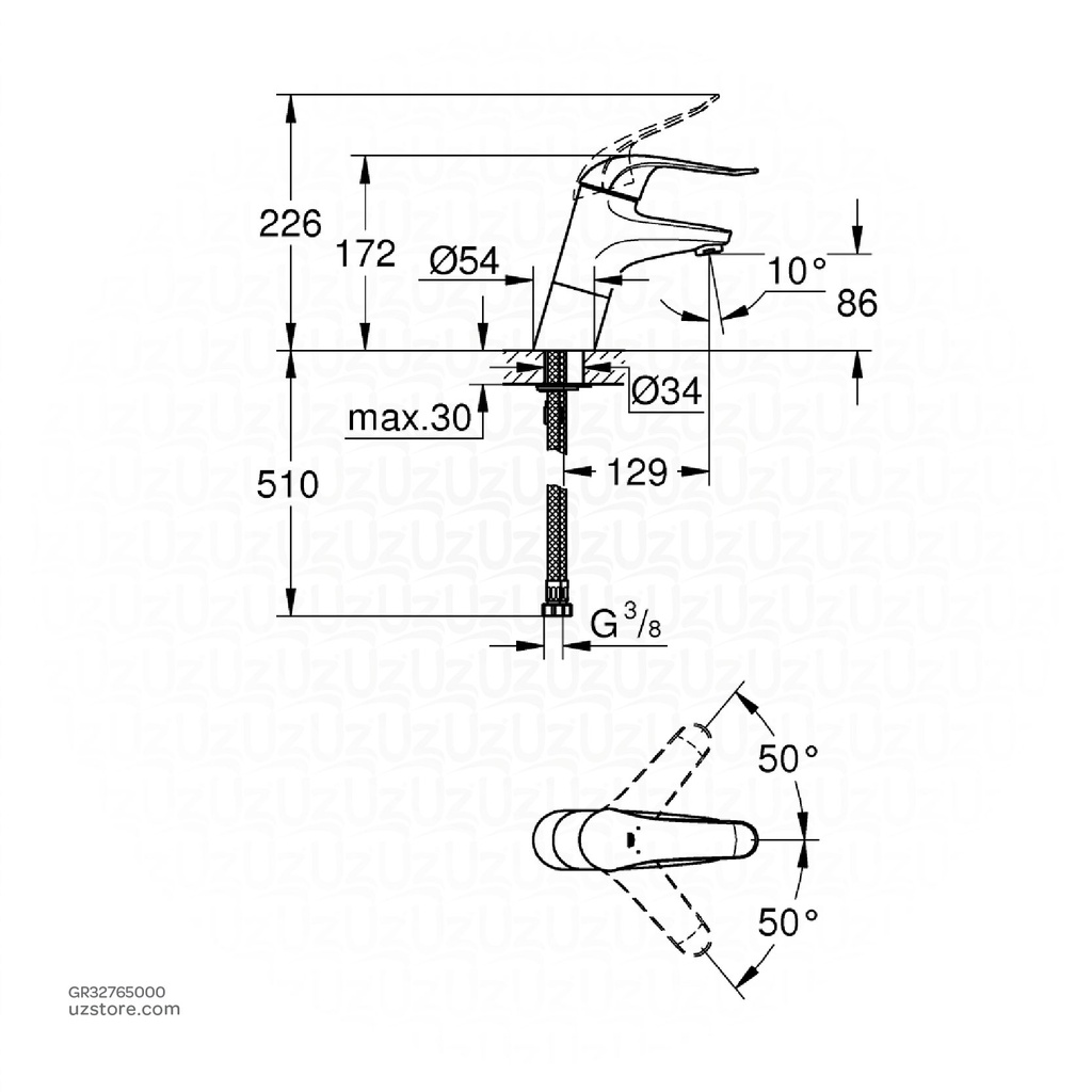 GROHE Euroeco Spezial Single lever basin mixer 32765000