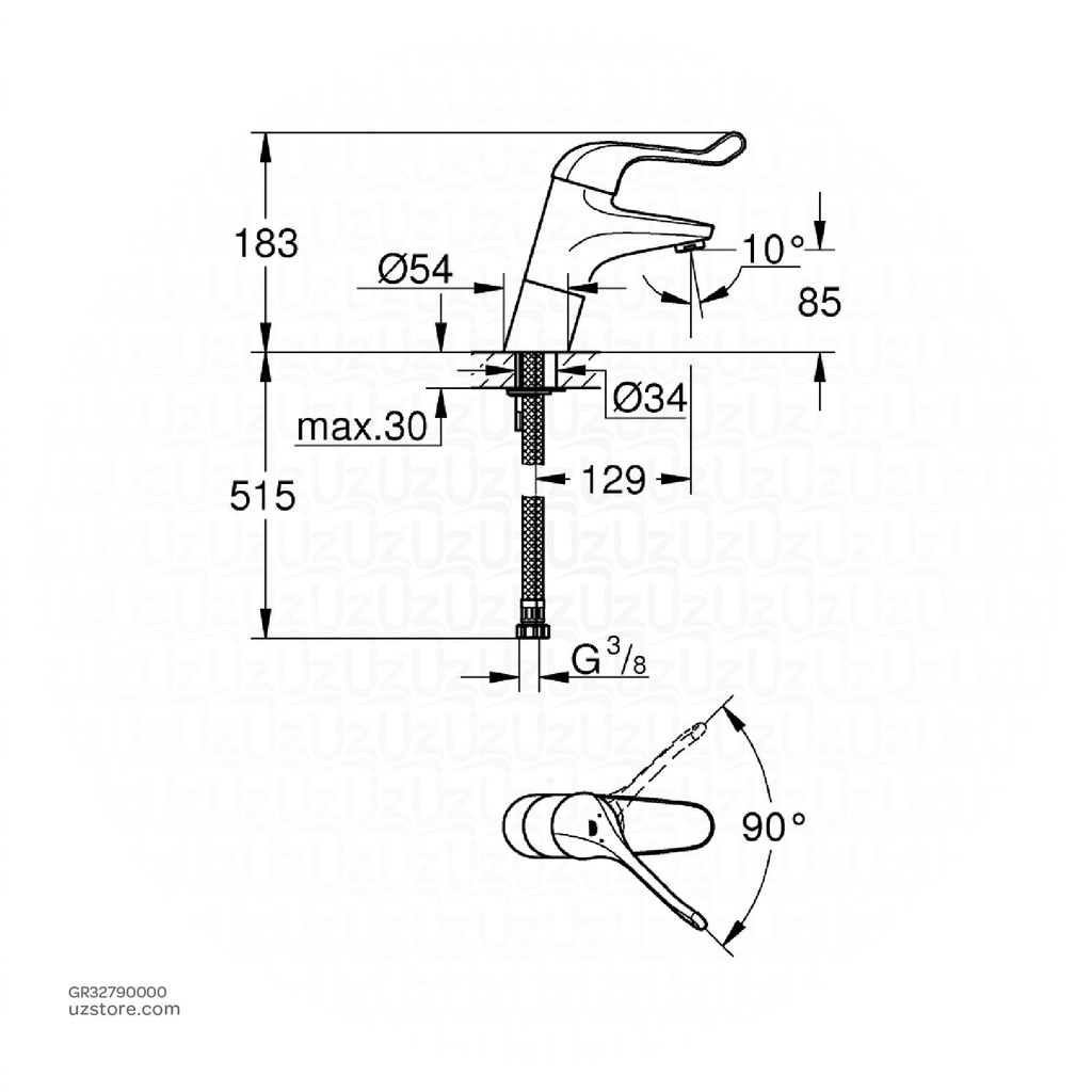 GROHE Euroeco Spezial Single lever basin mixer 32790000