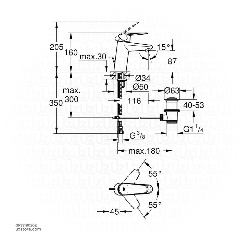 GROHE Eurodisc Cosmopolitan OHM basin EcoJoy 3319020E