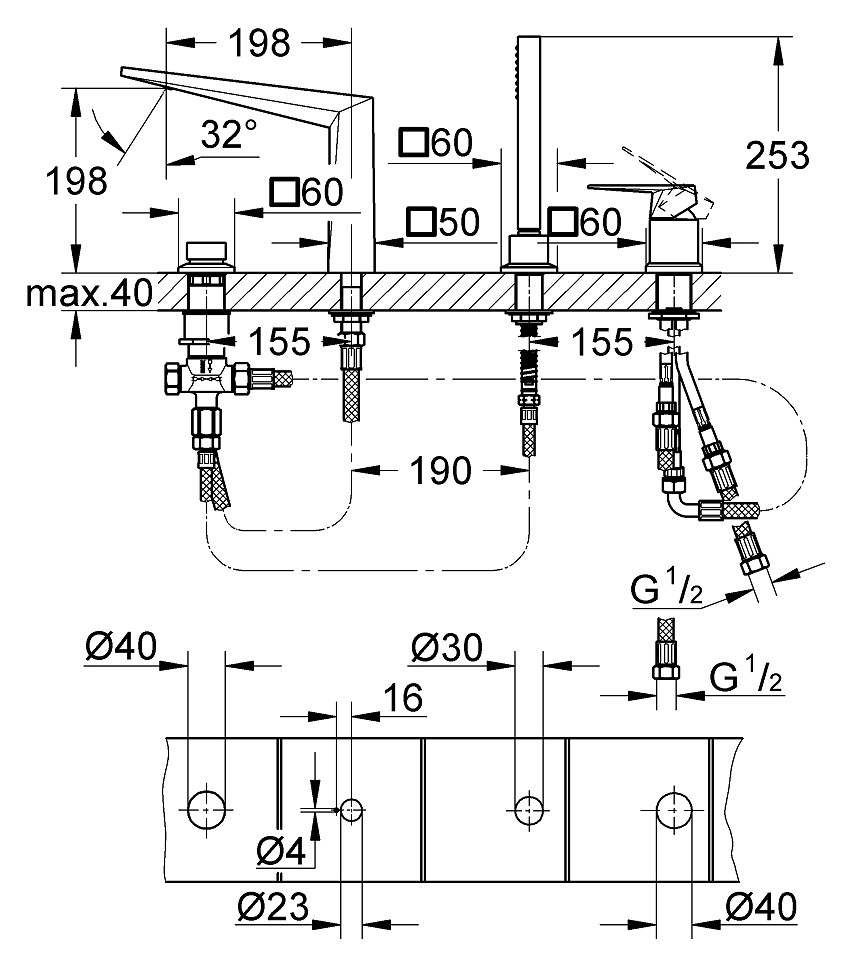 GROHE Allure Brilliant OHM bath 4-h 19787001