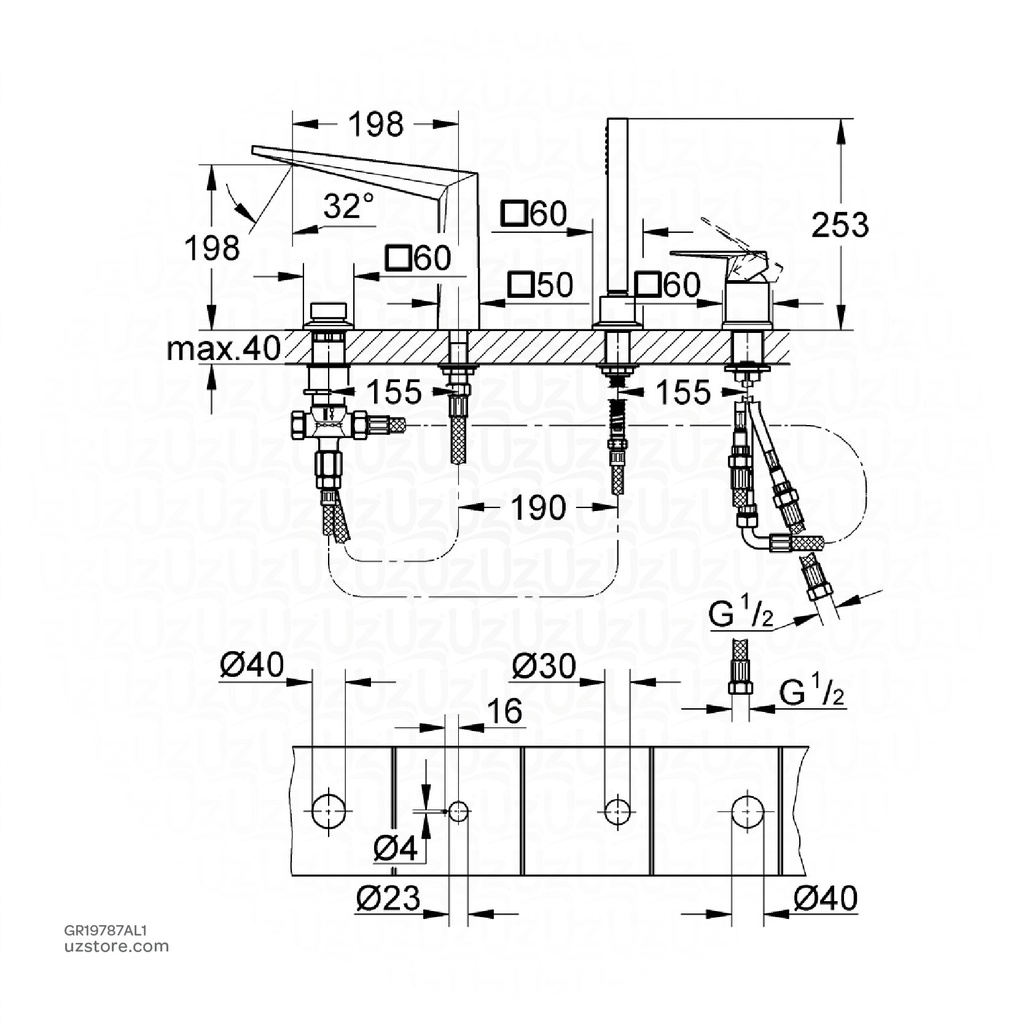 GROHE Allure Brilliant OHM bath 4-h 19787AL1