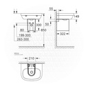 EURO Ceramic washbasin wall hung 60 + EURO ceramic semi pedestal GR39335000+GR39201000 GROHE  