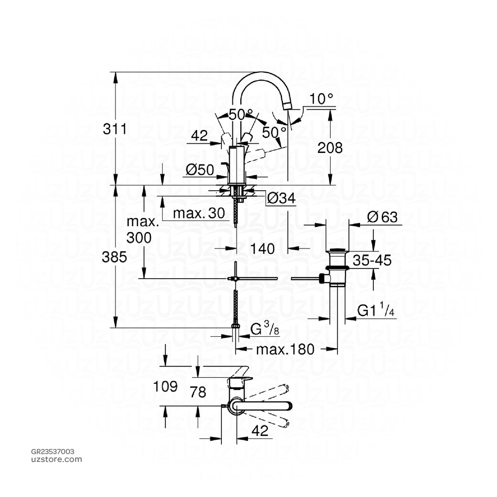 GROHE Eurosmart OHM basin L23537003