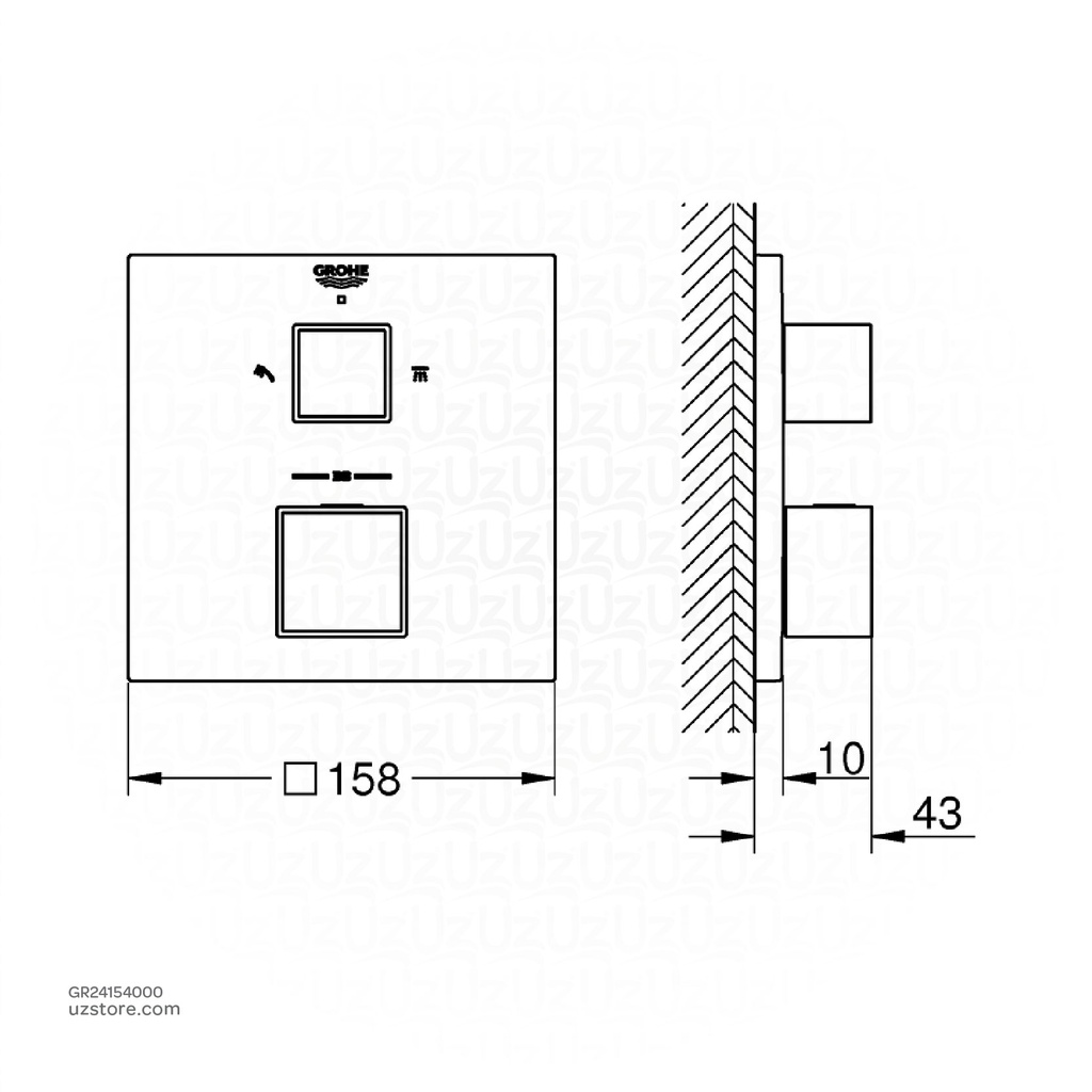 GROHE GRT Cube THM trimset shower 24154000