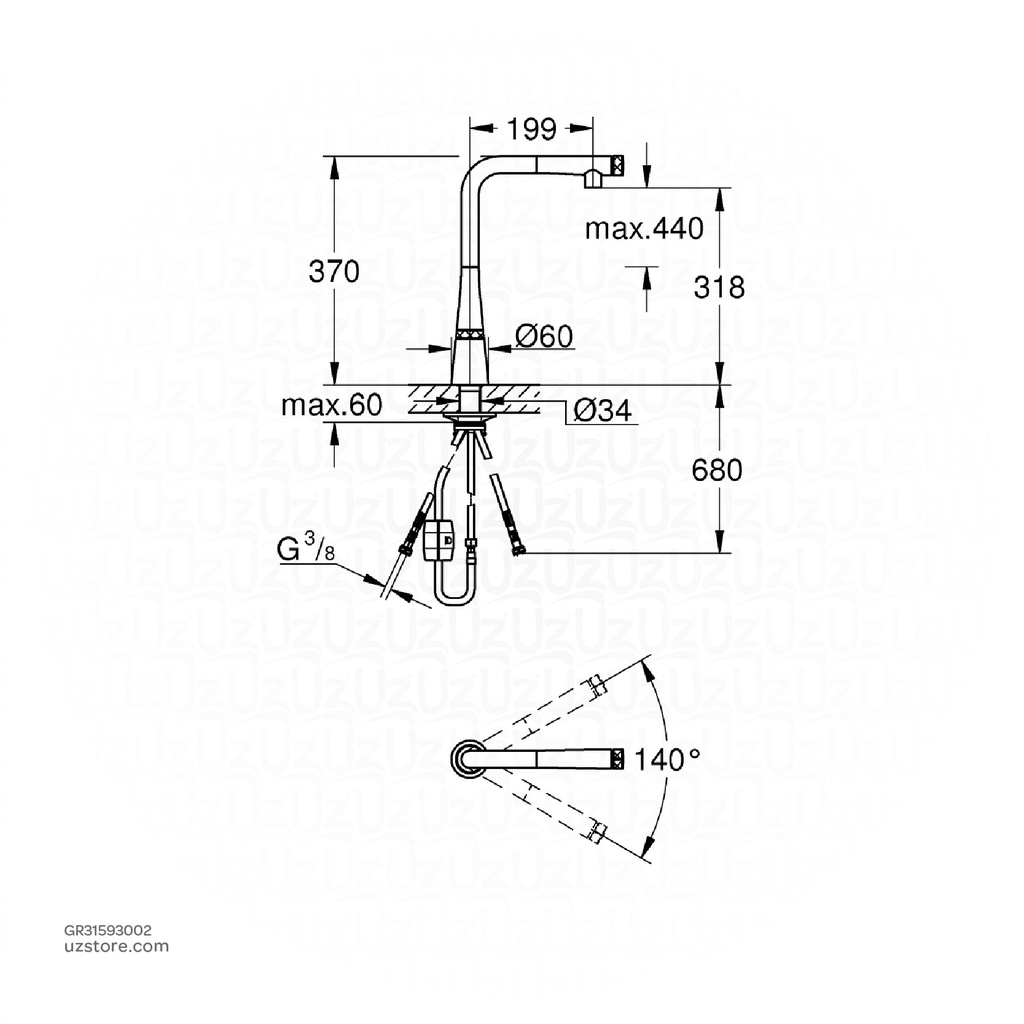 GROHE Zedra Smart Control  L-sp pull-out mouss 31593002