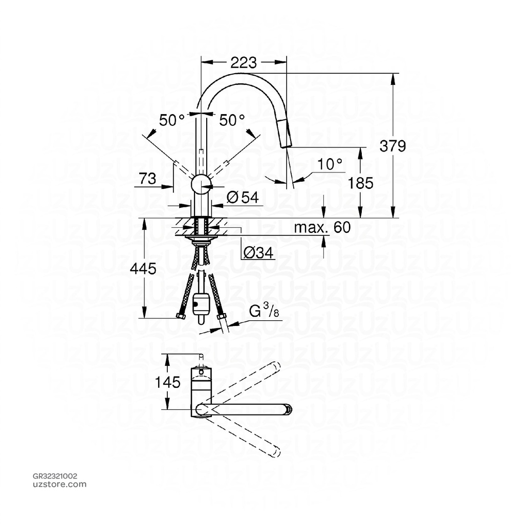 GROHE Minta OHM sink C-spout Dual Spray 32321002