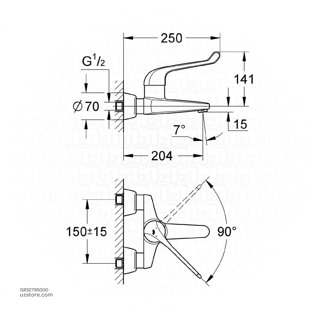 GROHE Euroeco Spezial Single wall basin mixer 32795000