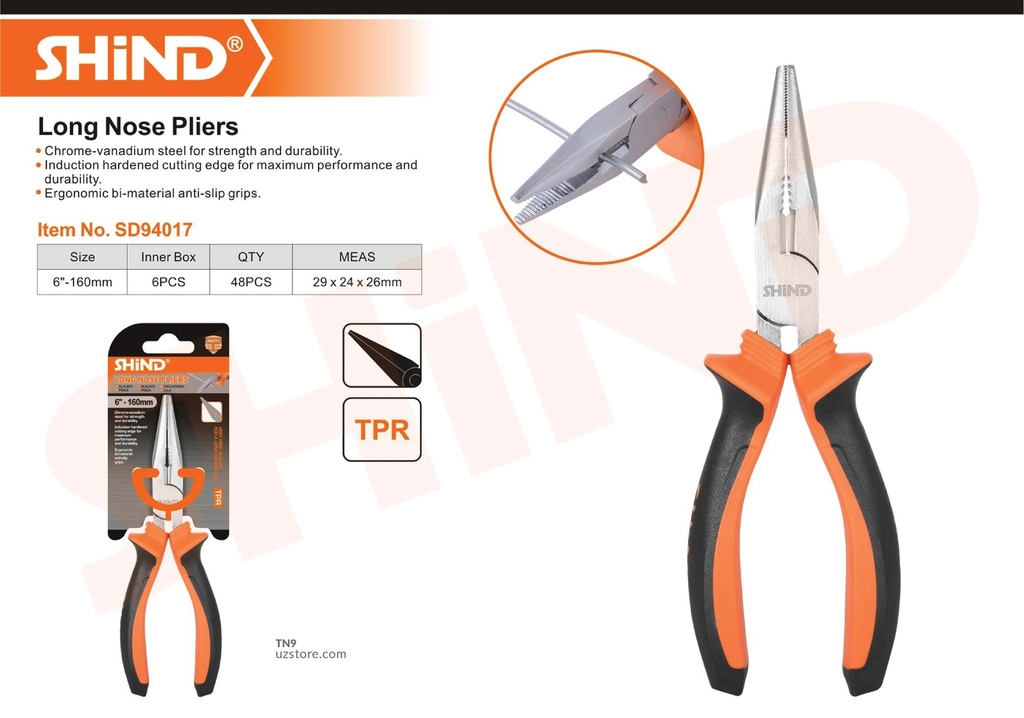 Shind - 6 inch 160MM pointed pliers 94017
