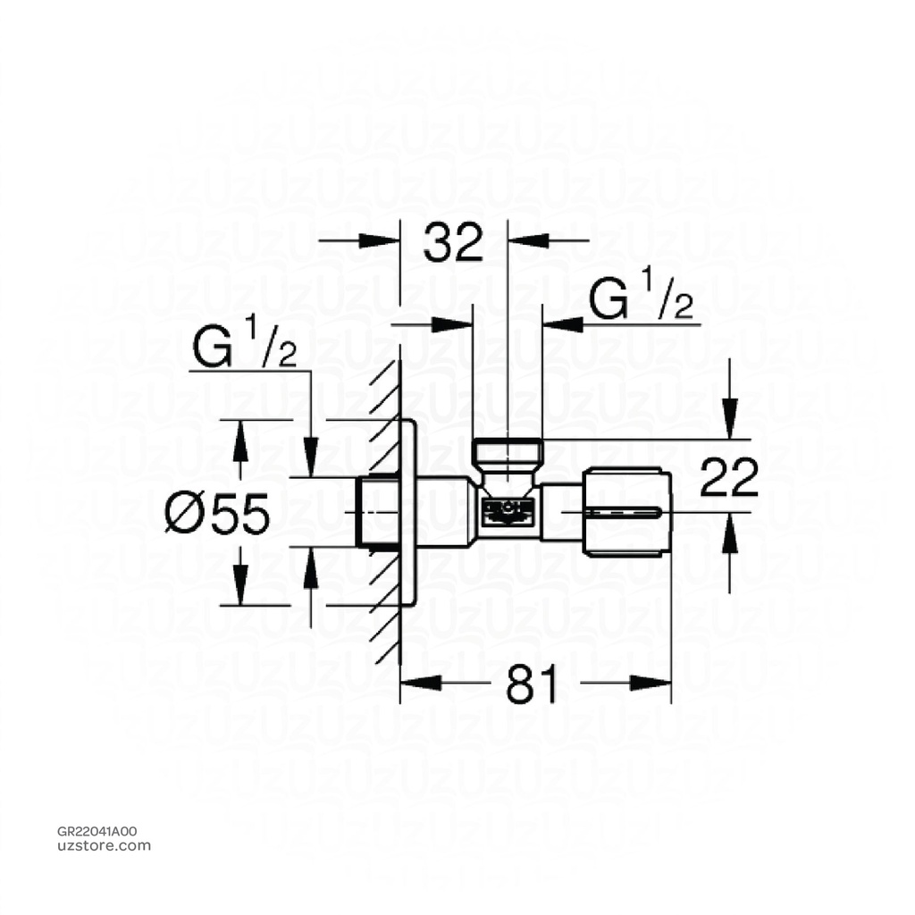 GROHE angle valve 1/2" x 1/2"22041A00