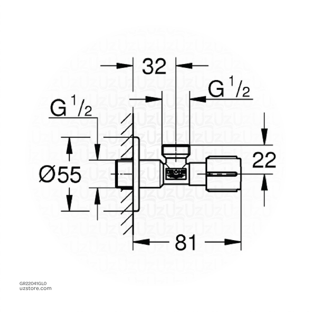 GROHE angle valve 1/2" x 1/2"22041GL0