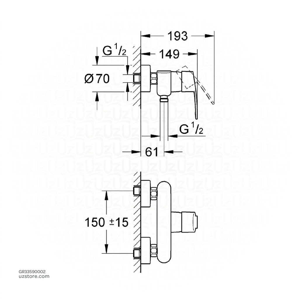 GROHE Eurostyle Cosmopolitan OHM shower exp 33590002