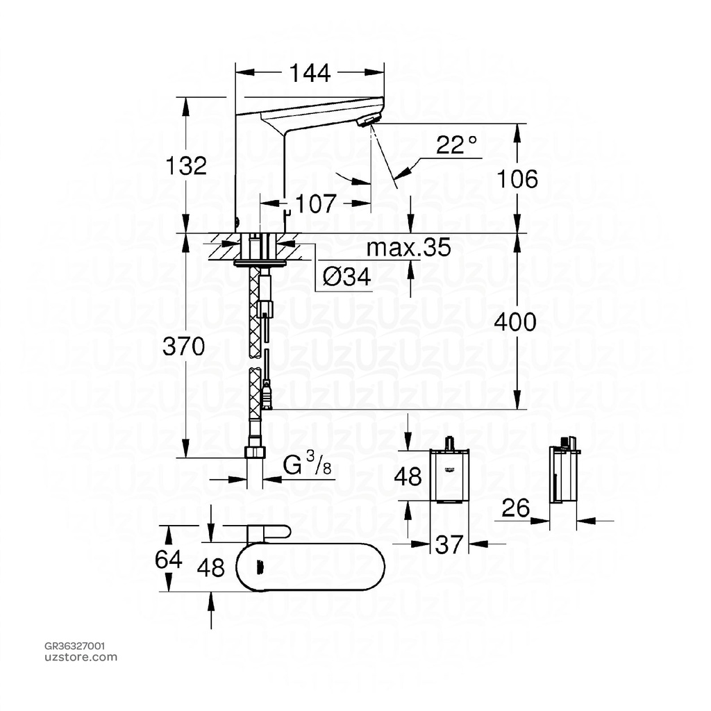 GROHE Eurosmart CE eltr.mix. basin 6V 36327001