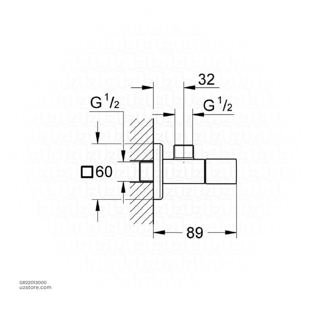 GROHE Universal Cube angle valve 1/2" x 1/2" 22013000