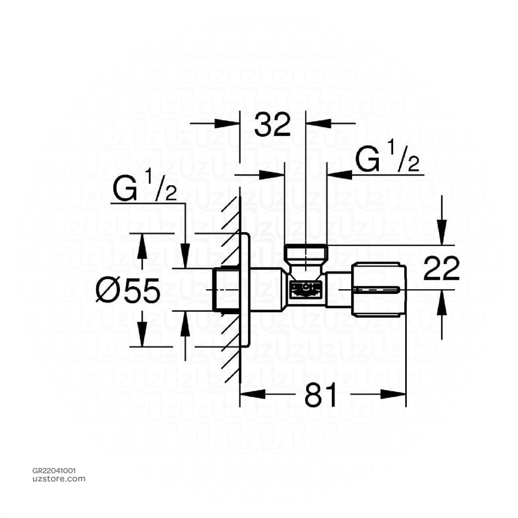 GROHE angle valve 1/2" x 1/2"22041001