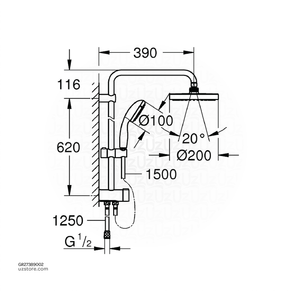 Rain Shower Kit Hand set GROHE NTEMPESTA 27389000