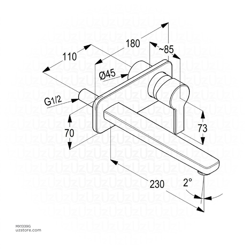 Kludi Rak PASSION concealed 2-hole single lever basin mixer trim set 13024.GD1 Gold