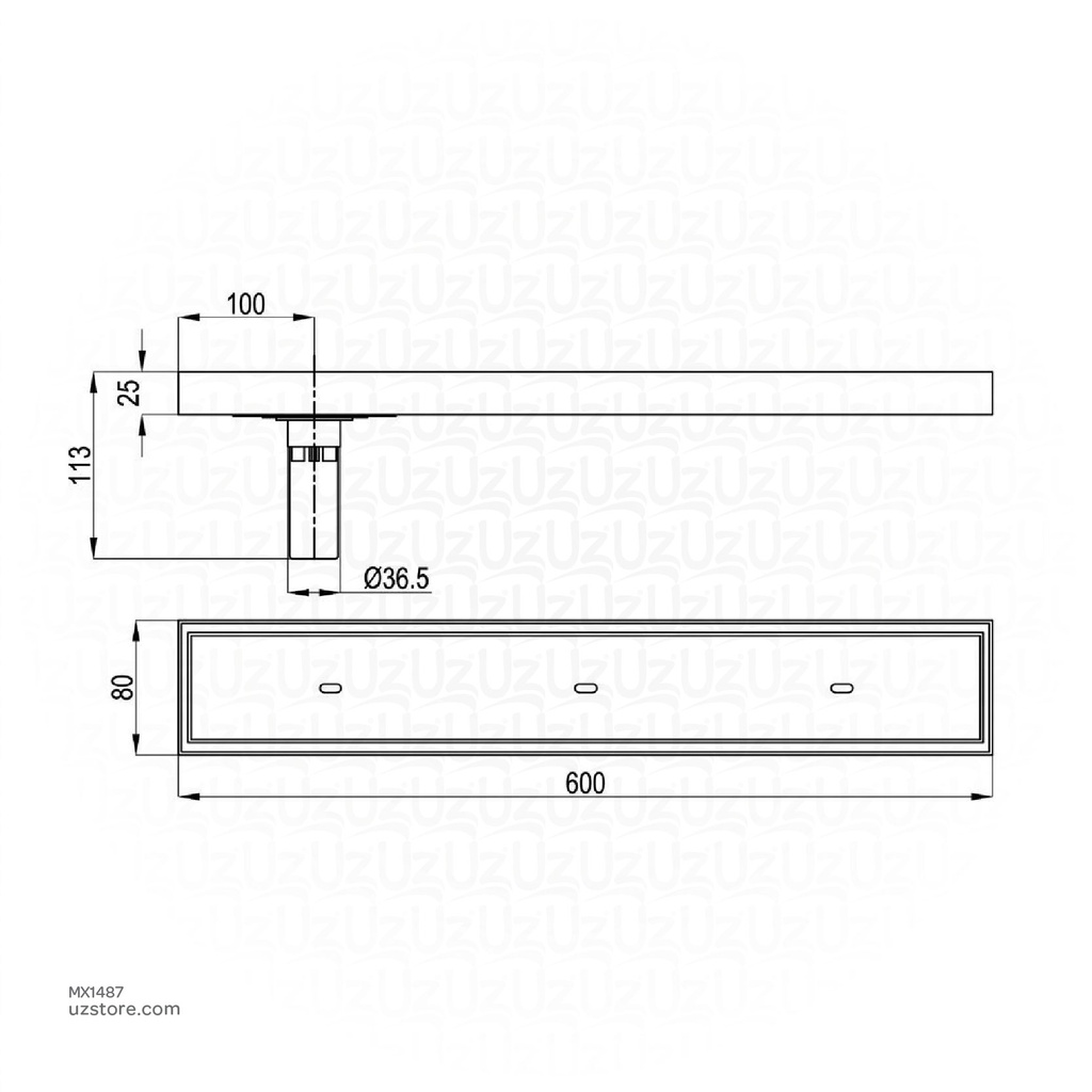 Kludi RAK Shower Channel Tile Insert with Smell Prevention and opening key  Channel 600x80mm SS 304 Satin - finish RAK90721