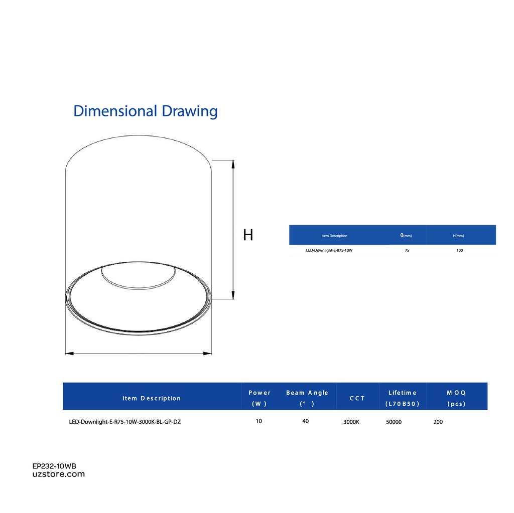 Opple LED SM downlight IP65 10W 3000K Warm white  Black