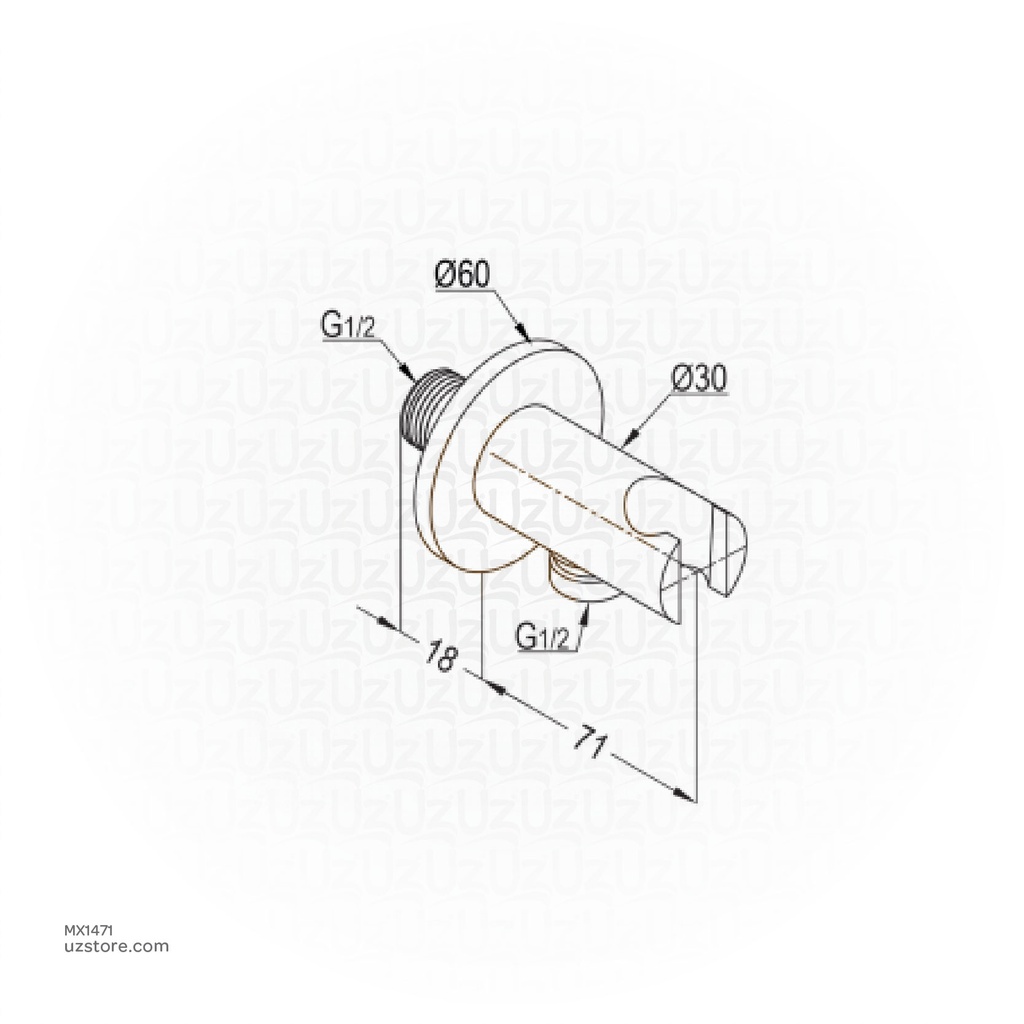 Kludi RAK 22082 Wall supply with shower holder DN15 Size 32x89mm