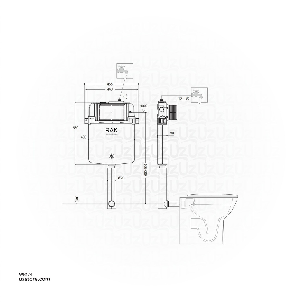 RAK Ceramic NEOFIX Concealed Cistern 8CM Thickness NEOFS12RAK8C+FS12FP