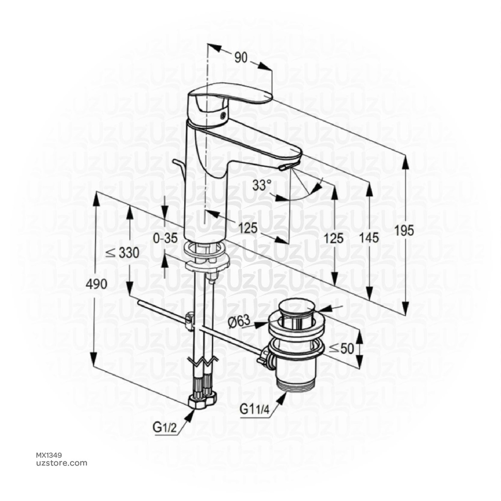 Kludi RAK 17040-03 Pearl Single Lever Basin mixer with Abs pop up waste Eco version