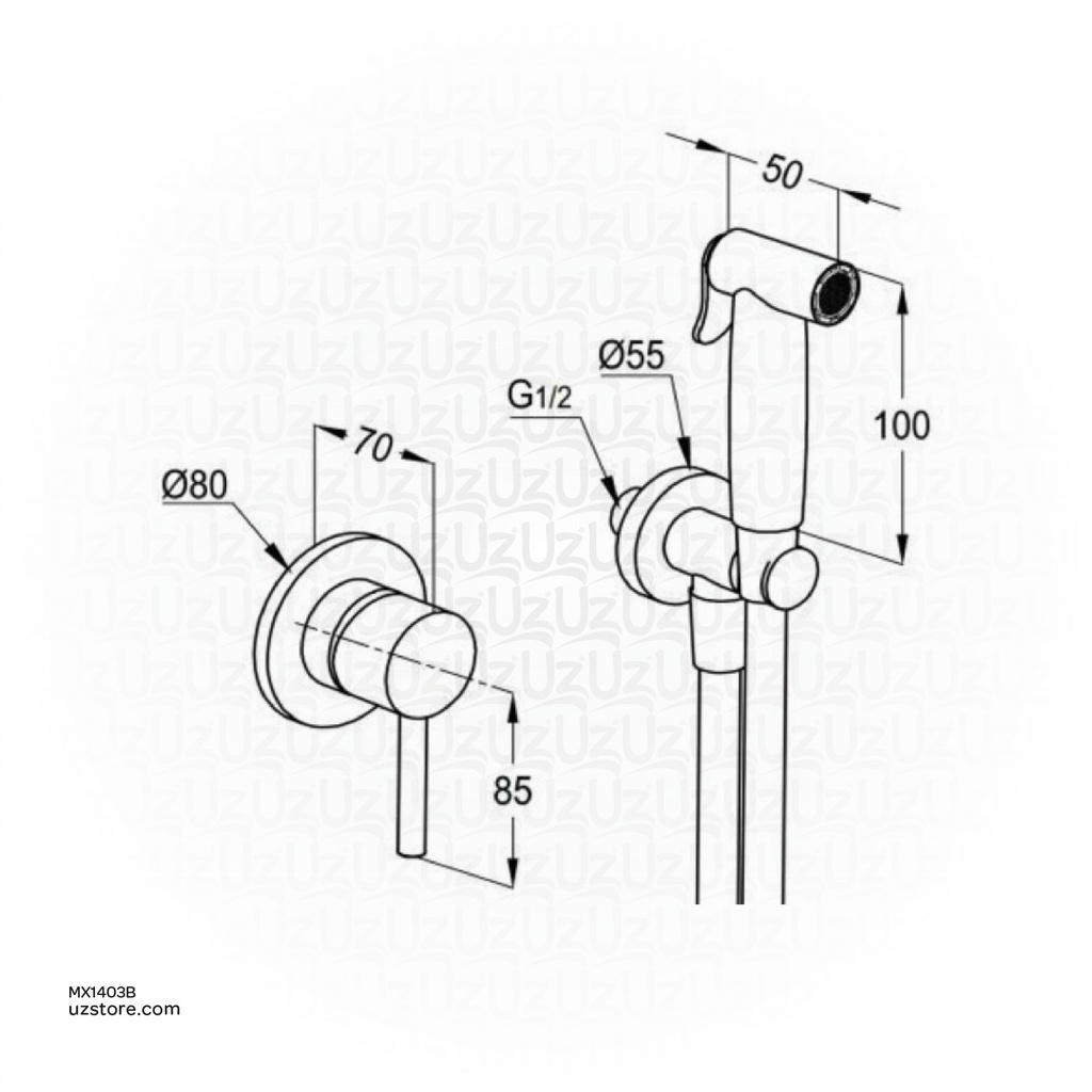 Kludi Rak 3200702.BK2 Black ABS shattaf with concealed single lever mixer with pre-installation kit