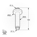 Kludi RAK 10011 Ceeling Shower Arm 150mm DN 15