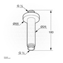 Kludi RAK 10011.Bk1 Ceeling Shower Arm Black 150mm DN 15