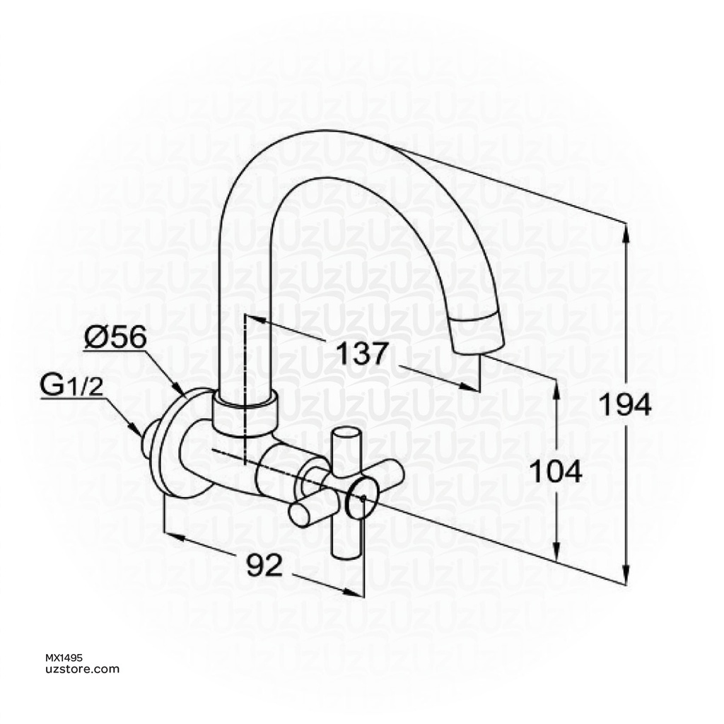 Kludi RAK PREMIER X wall mount sink tap DN15 RAK34008