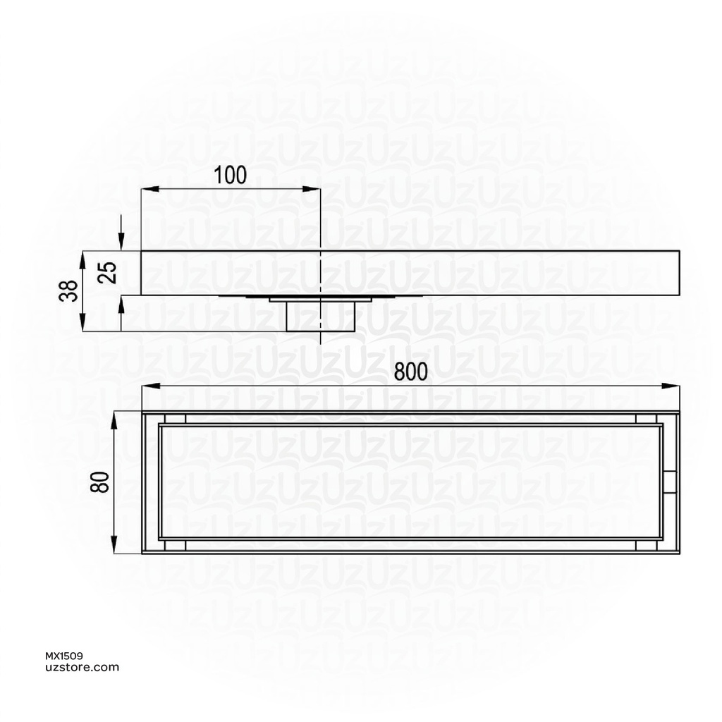 Kludi RAK Shower Channel Tile Insert with Smell Prevention and opening key  Channel 800x80mm SS 304 Satin - finish RAK90722