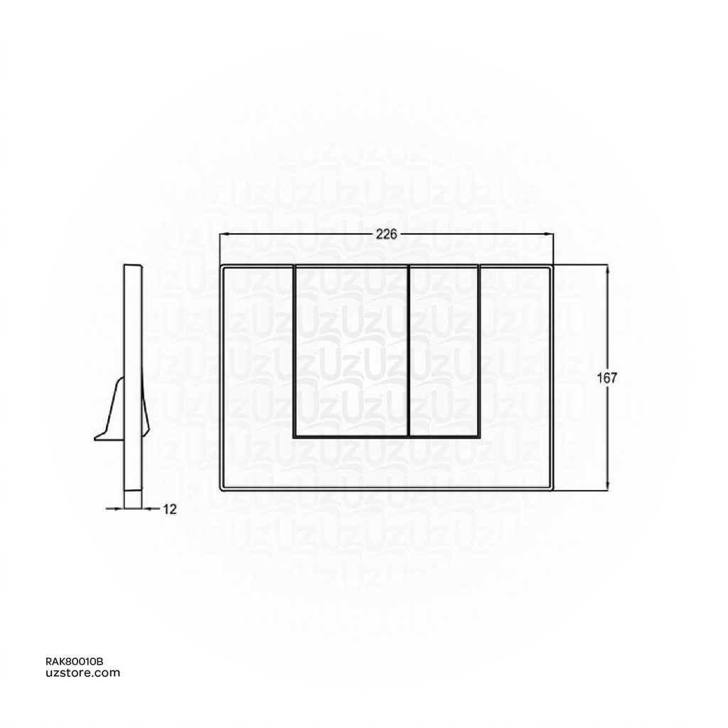 Kludi Rak Dual Flush Control Plate Bright Chrome RAK80010.BK2 Black