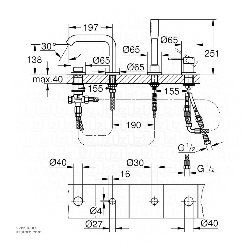 GROHE Essence New OHM bath 4-h 19578DL1