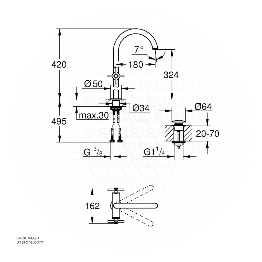 GROHE Atrio New 2hdl vessel basin smth b XL 21044AL3