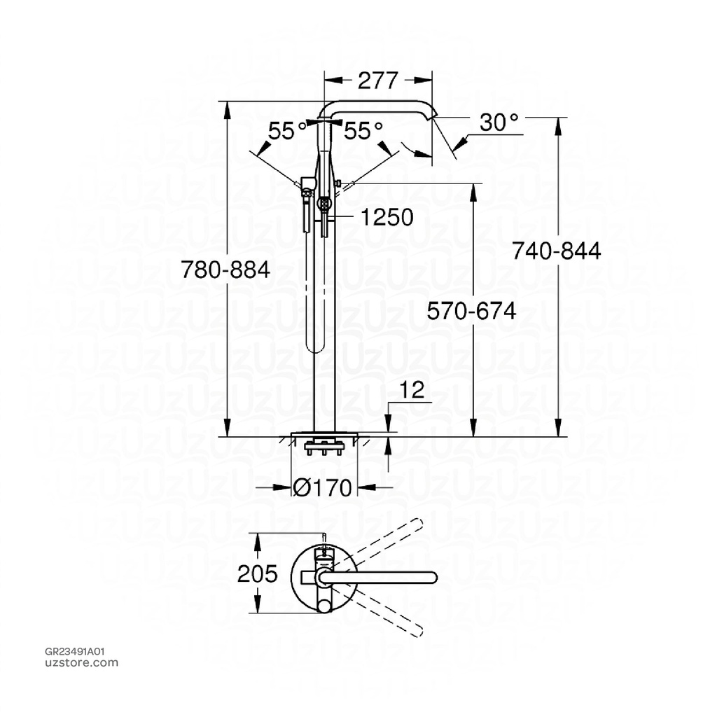 GROHE Essence New OHM bath freest. 23491A01