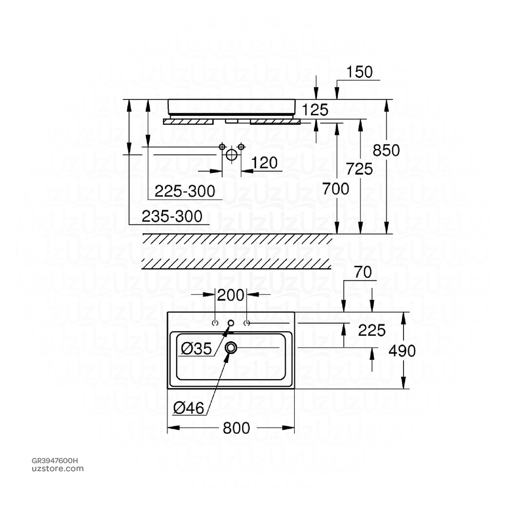 GROHE Cube Ceramic Counter top basin 80 3947600H