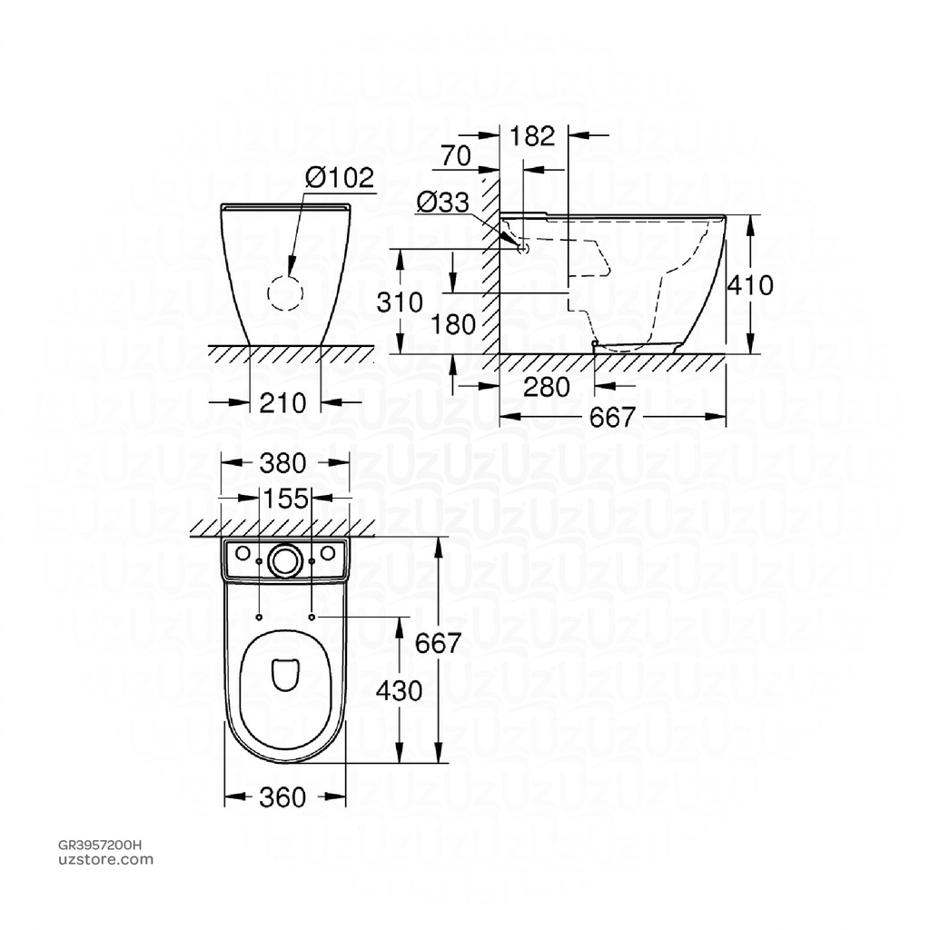 GROHE Essence WC close coupled riml horiz.outl 3957200H