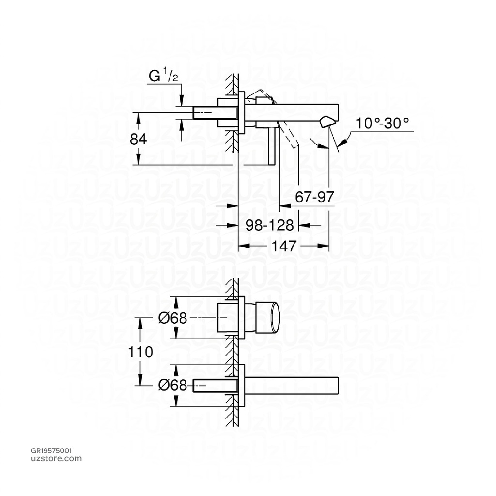 GROHE Concetto OHM trimset basin 2-h wall 19575001