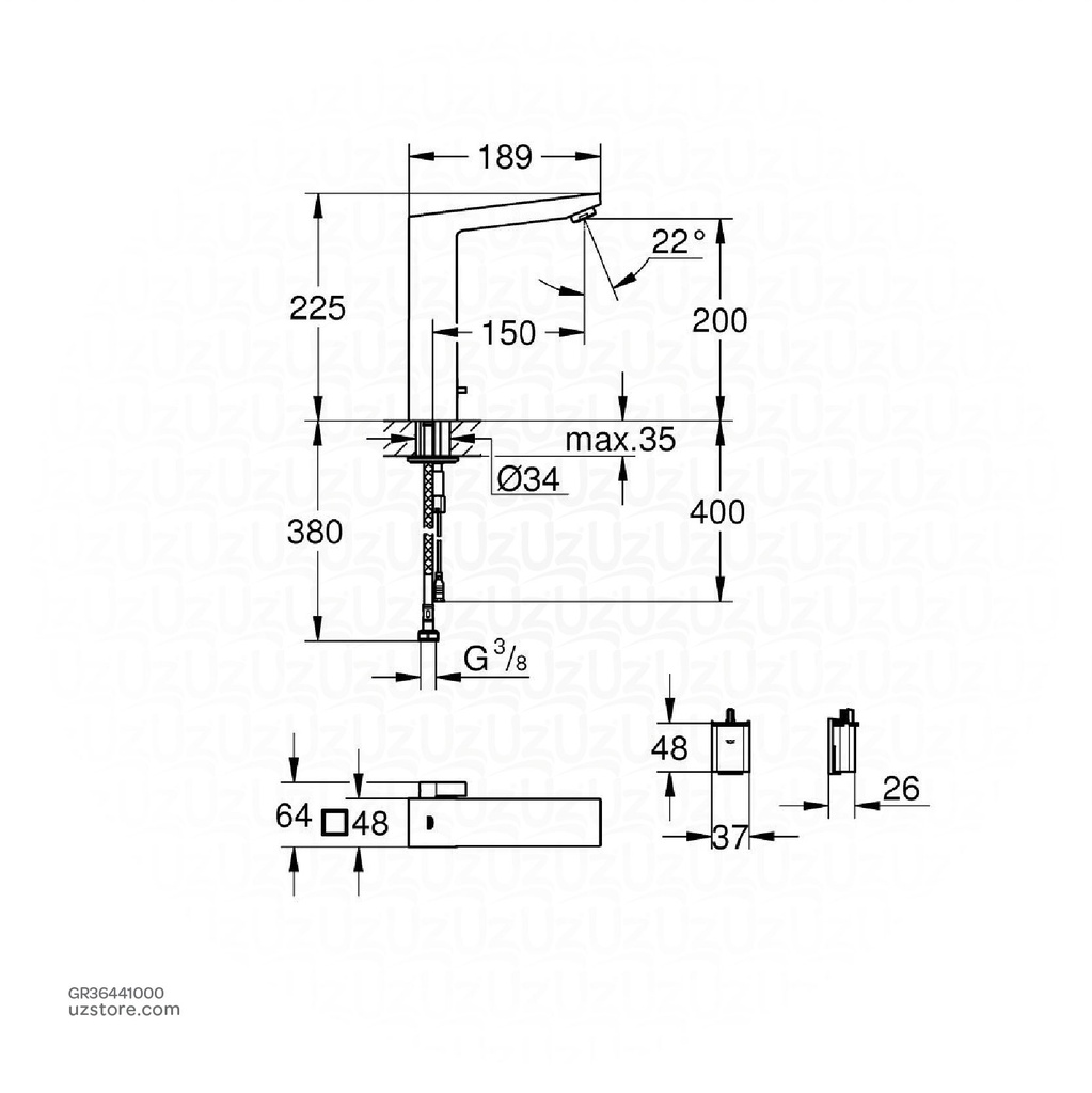 GROHE Eurocube E basin 6V L 36441000