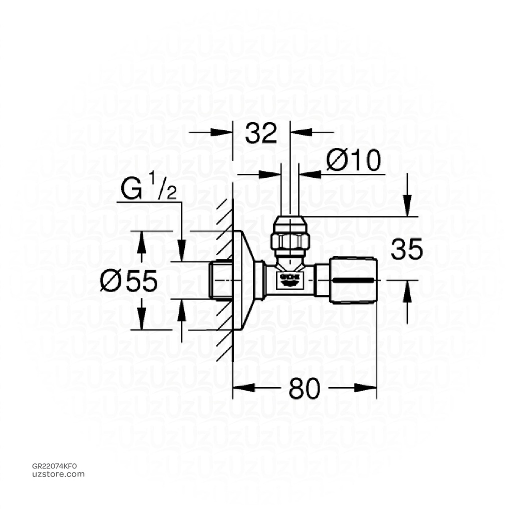 GROHE angle valve 1/2" x 3/8" 22074KF0