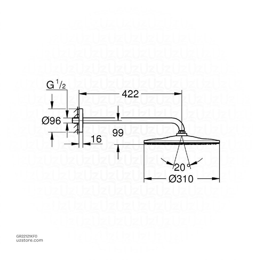 GROHE   RSH Mono 310 headshower set 9,5l 22121KF0      