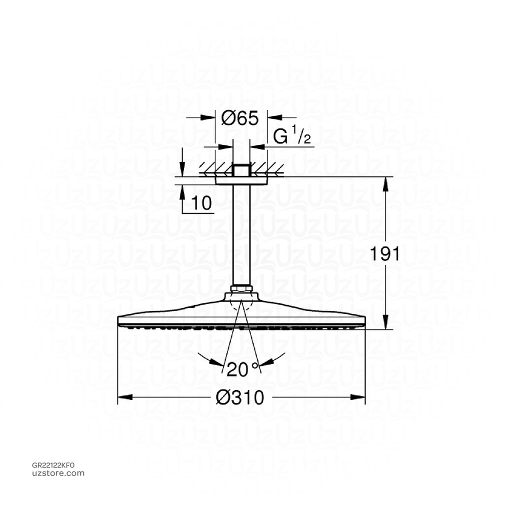 GROHE RSH Mono 310 headshower set 9,5l 22122KF0        