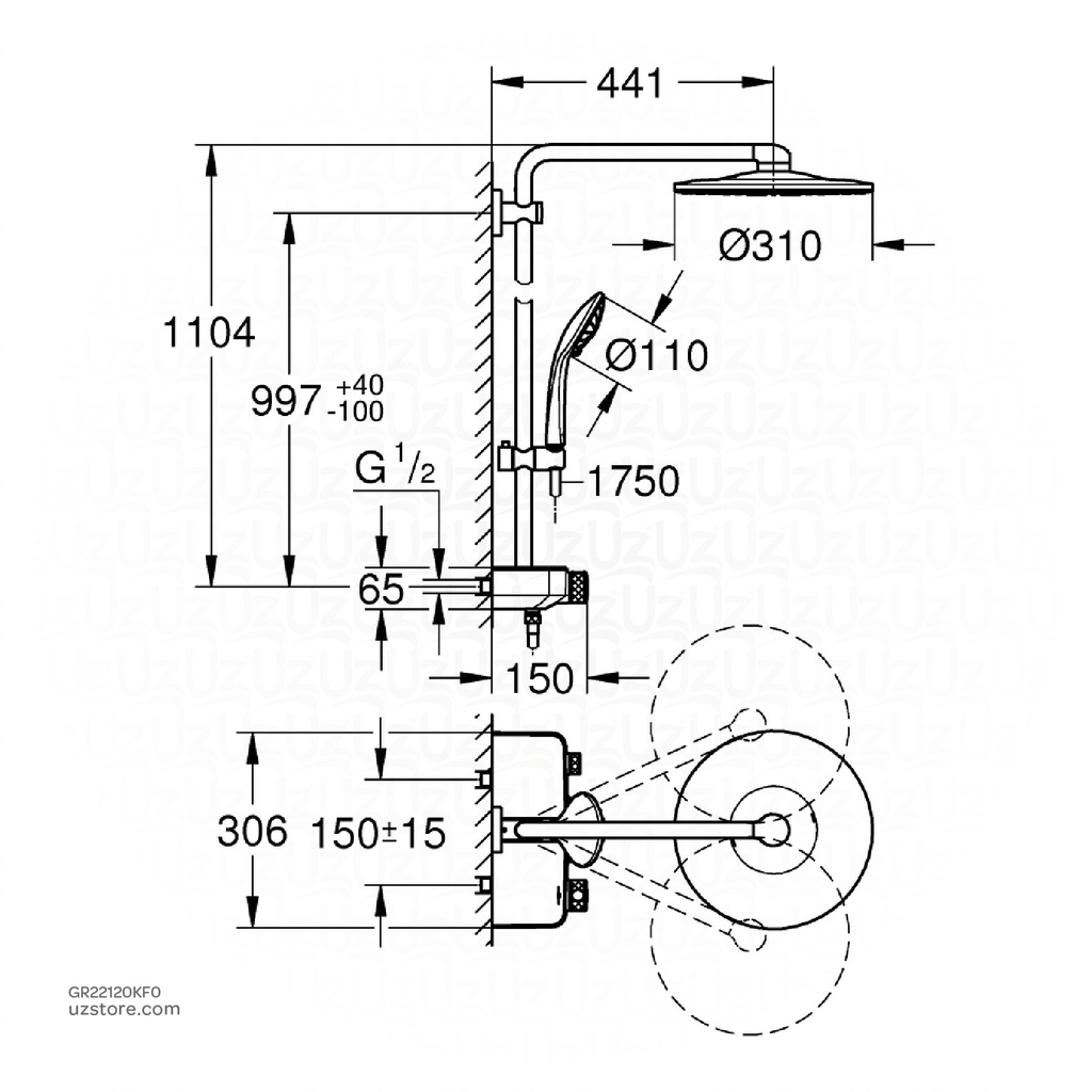 GROHE  EUPH SmartCtrl 310 shower system THM 22120KF0       