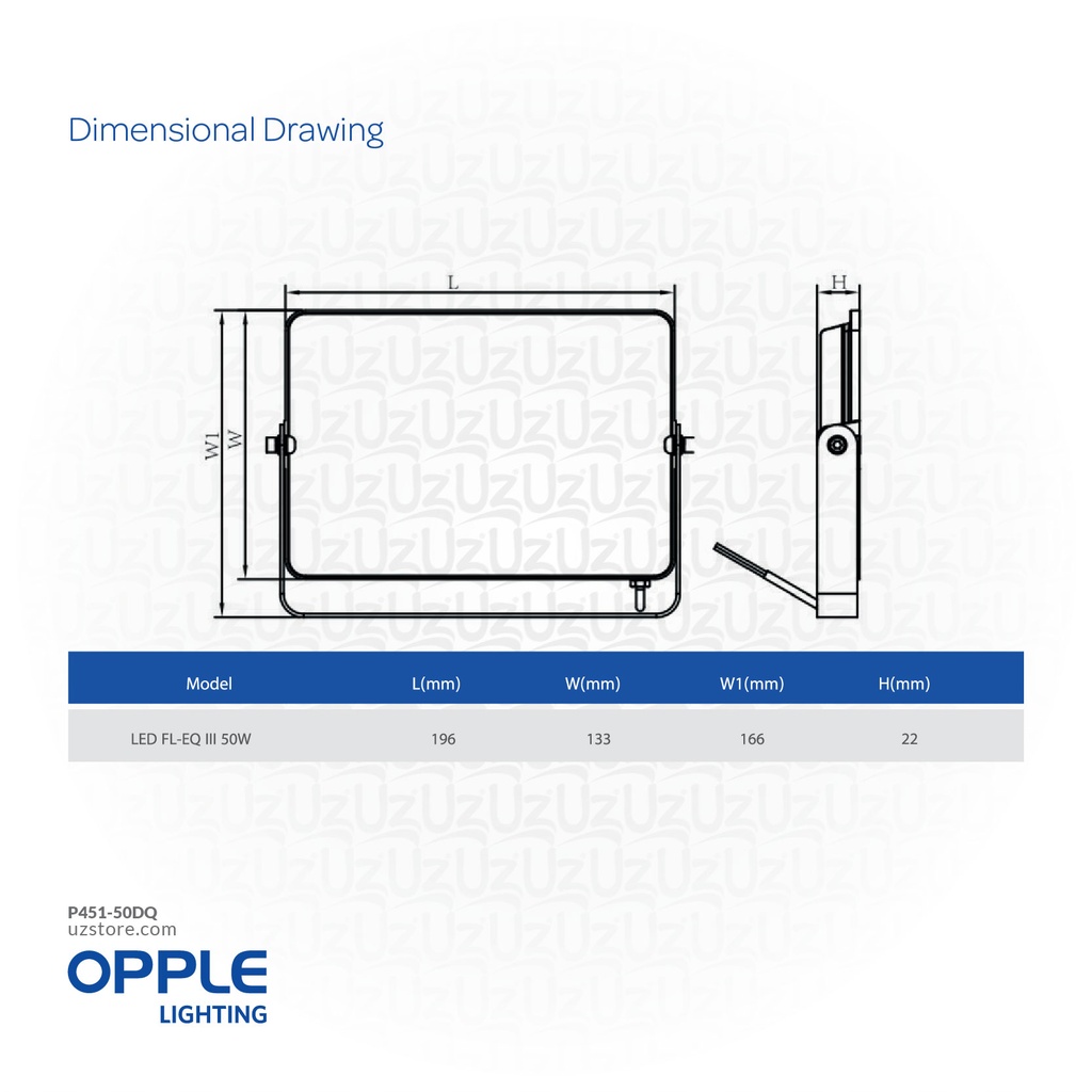 OPPLE 50W Flood light EQIII 50W-6500-GY-GP Daylight 79000054400