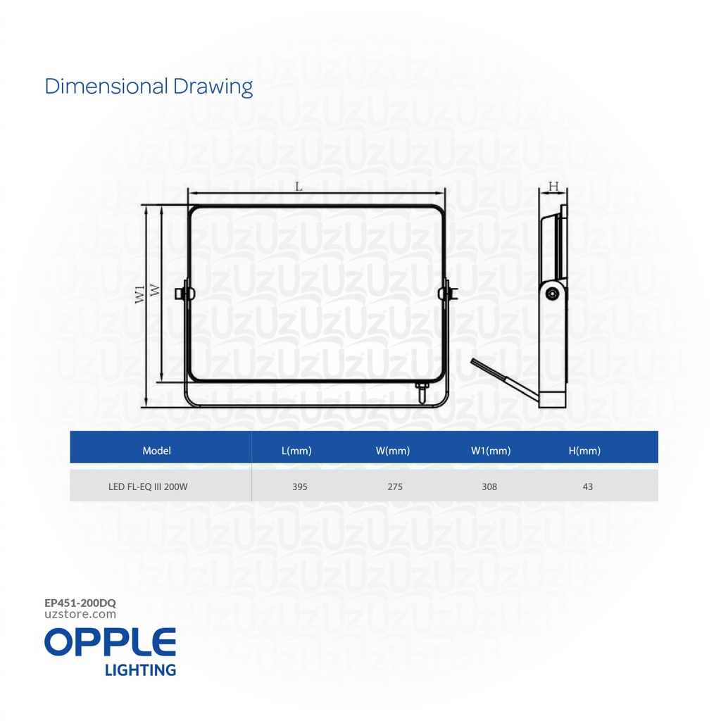 OPPLE LED Floodlight-EQIII 200W-6500-GY-GP-SPD Daylight 709000055600