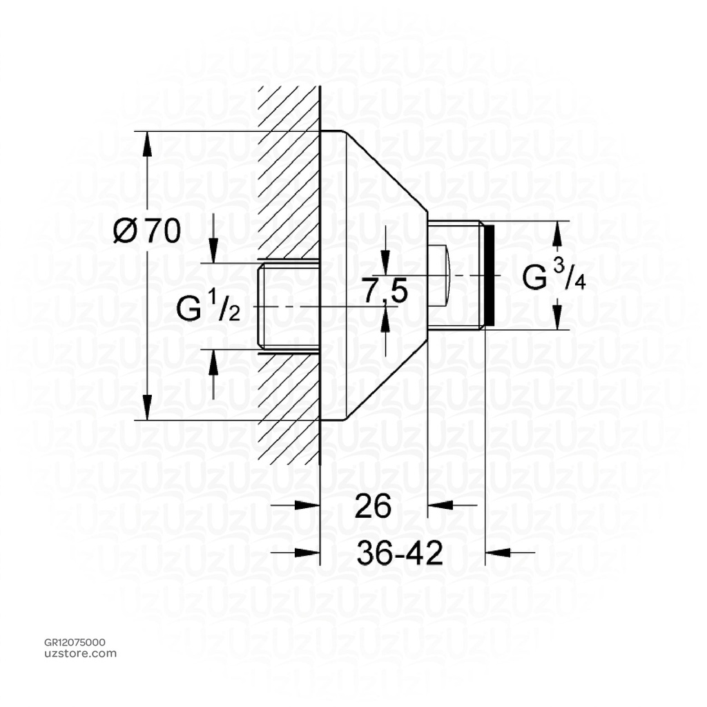 GROHE S-Union 1/2" X 3/4" 12075000