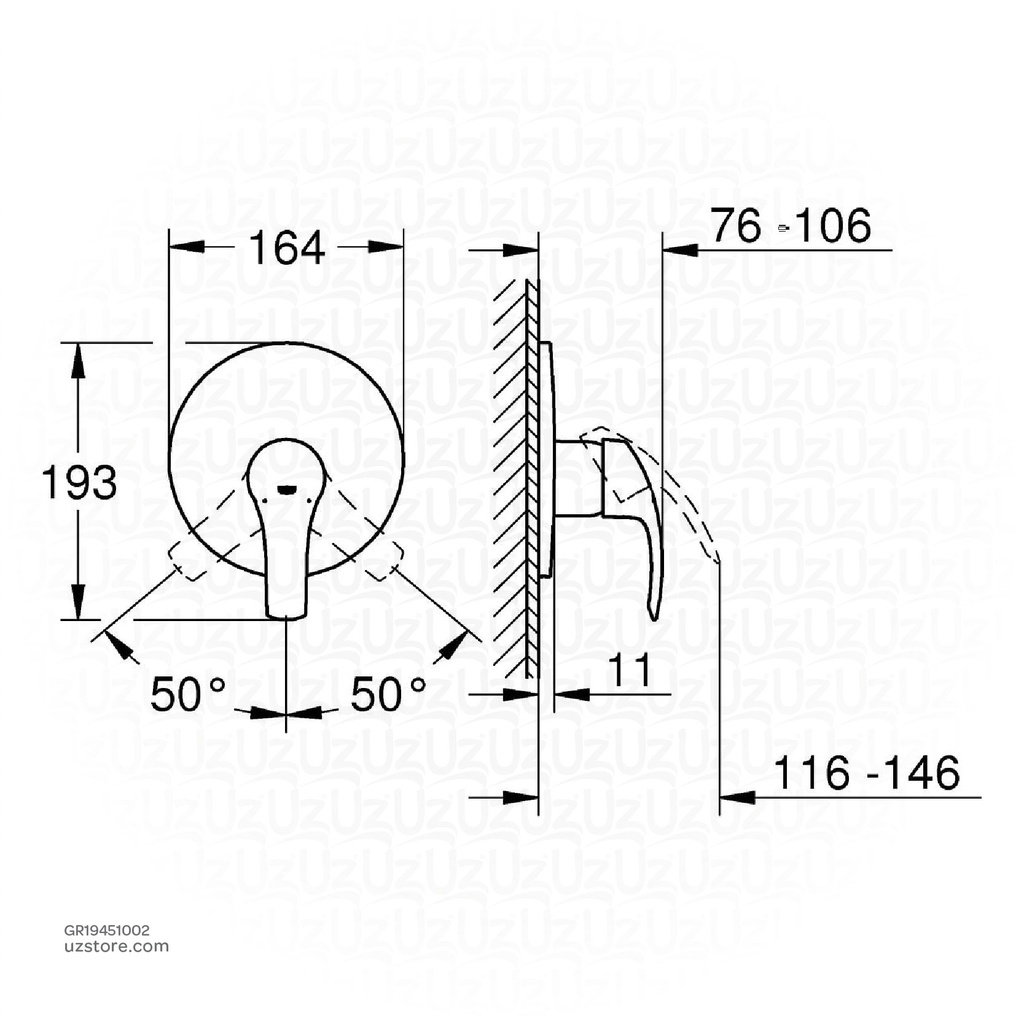 GROHE Eurosmart 2015 OHM trimset shower 19451002